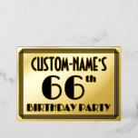 [ Thumbnail: 66th Birthday Party — Art Deco Look “66” + Name Invitation ]
