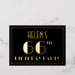 [ Thumbnail: 66th Birthday Party: Art Deco Look “66”, W/ Name Invitation ]