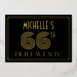 [ Thumbnail: 66th Birthday Party — Art Deco Style “66” + Name Invitation ]