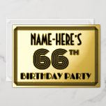[ Thumbnail: 66th Birthday Party — Art Deco Style “66” & Name Invitation ]
