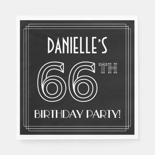 66th Birthday Party Art Deco Style  Custom Name Napkins