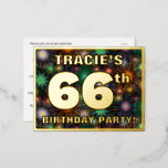 [ Thumbnail: 66th Birthday Party: Bold, Colorful Fireworks Look Postcard ]