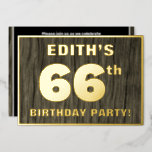 [ Thumbnail: 66th Birthday Party: Bold, Faux Wood Grain Pattern Invitation ]