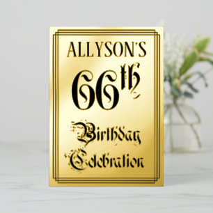66th Birthday Party — Elegant Script + Custom Name Foil Invitation