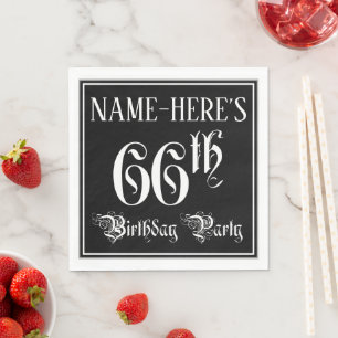 66th Birthday Party — Fancy Script + Custom Name Napkins