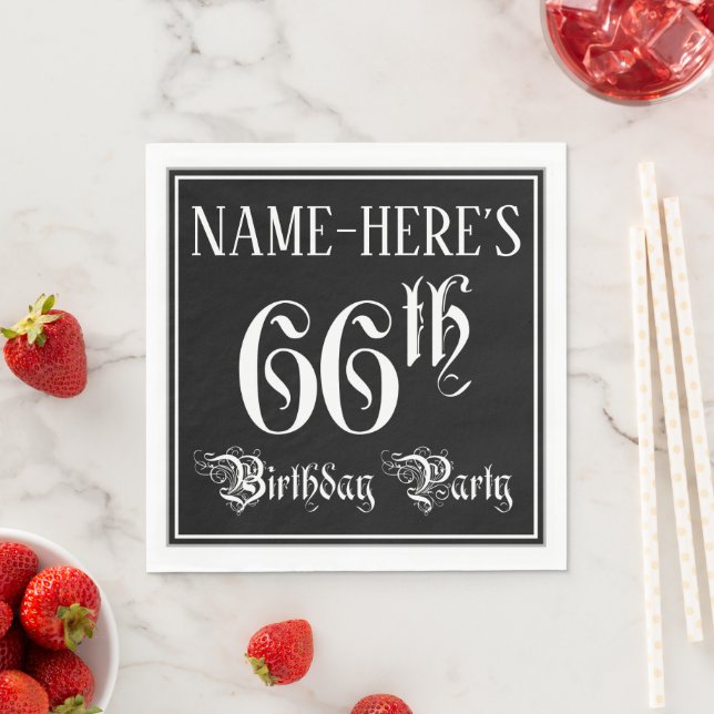 66th Birthday Party — Fancy Script + Custom Name Napkins (Insitu)