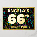 [ Thumbnail: 66th Birthday Party — Fun, Colorful Music Symbols Invitation ]