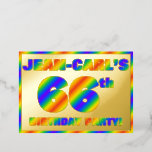 [ Thumbnail: 66th Birthday Party — Fun, Rainbow Spectrum “66” Invitation ]