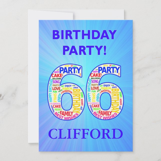 66th Birthday Party Invitation Add a Name (Front)
