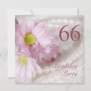 66th Birthday party invitation with daisies