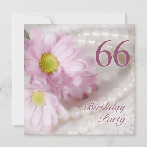 66th Birthday party invitation with daisies