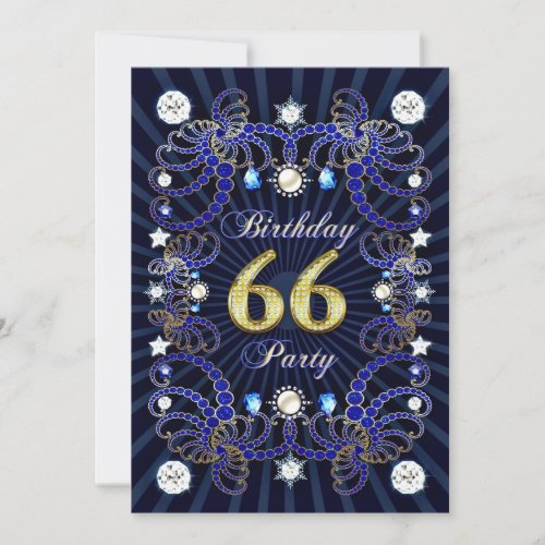 66th birthday party invite with masses of jewels