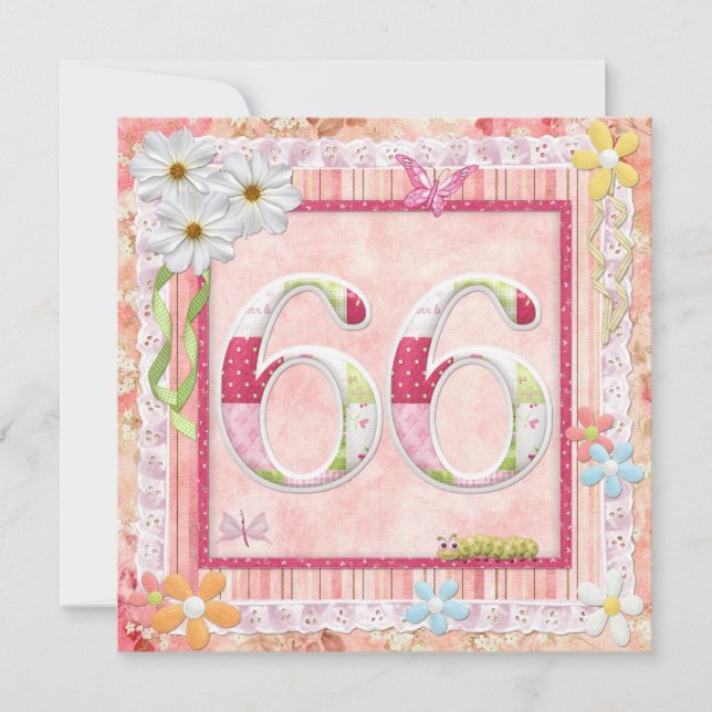 66th birthday party scrapbooking style invitation (Front)
