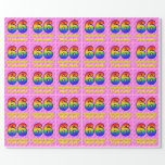 [ Thumbnail: 66th Birthday: Pink Stripes & Hearts, Rainbow # 66 Wrapping Paper ]