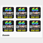 [ Thumbnail: 66th Birthday: Rainbow “66”; Custom Photos & Name Sticker ]