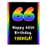 [ Thumbnail: 66th Birthday: Rainbow Spectrum # 66, Custom Name Card ]