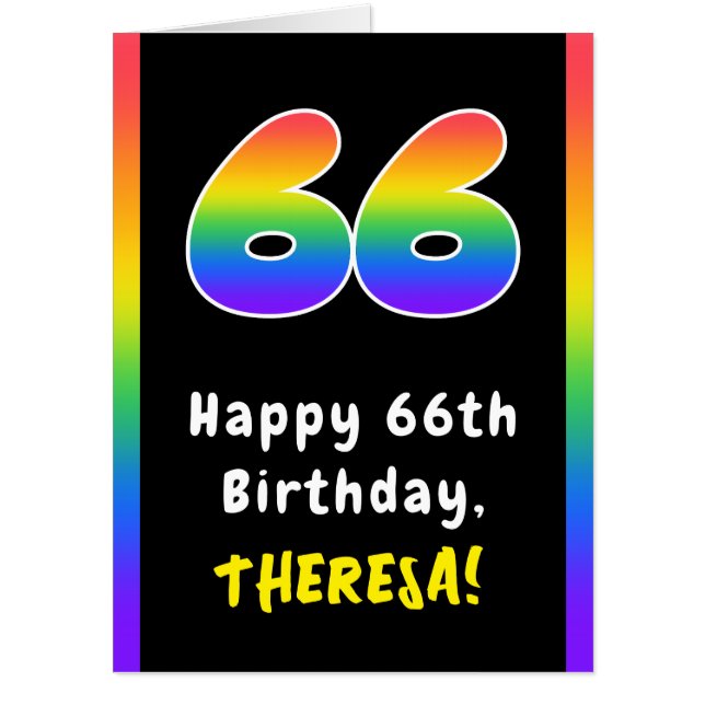 66th Birthday: Rainbow Spectrum # 66, Custom Name Card (Front)