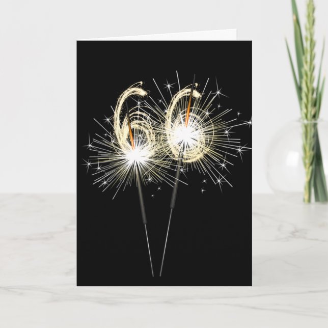 66th Birthday Sparklers on Black Card (Front)