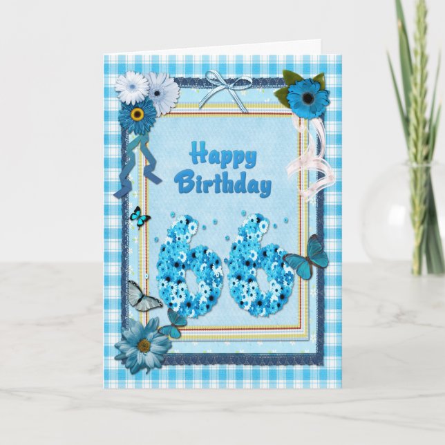 66th  Birthday with a scrapbook effect Card (Front)