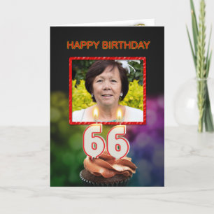 66th Birthday with cake and candles Card