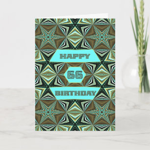 66th Birthday with Green Abstract Design Card