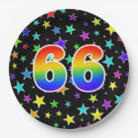 [ Thumbnail: 66th Event: Bold, Fun, Colorful Rainbow 66 Paper Plates ]