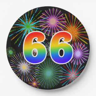 66th Event - Fun, Colorful, Bold, Rainbow 66 Paper Plates
