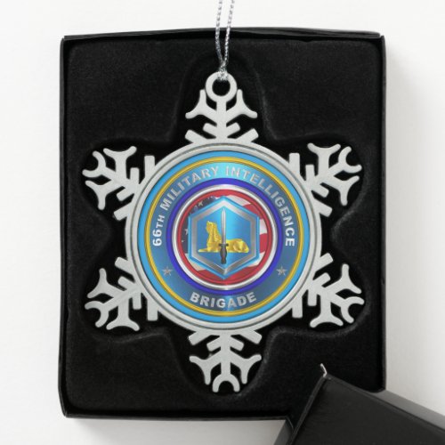 66th Military Intelligence Brigade   Snowflake Pewter Christmas Ornament