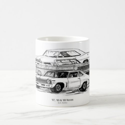 67, 63, 69 Novas - BW no border Coffee Mug