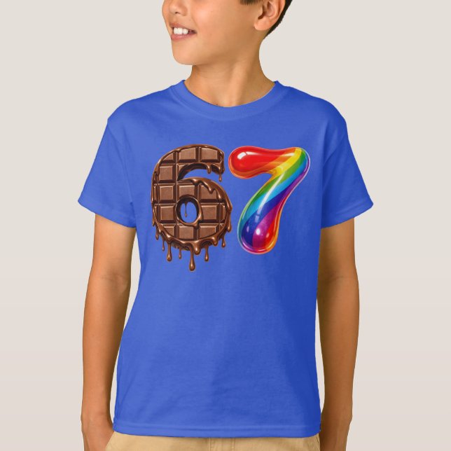67 - 6 7 - Six Seven Meme - Chocolate - Candy Cane T-Shirt (Front)