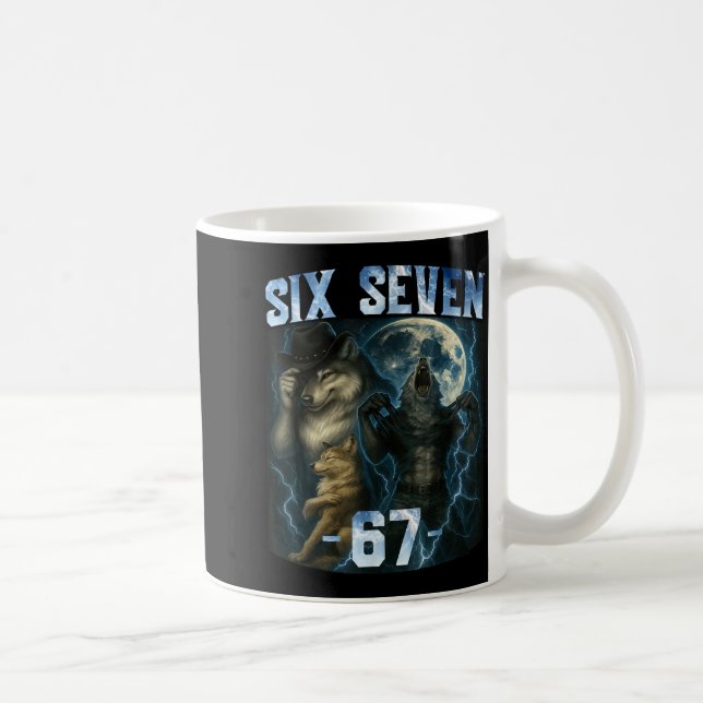 67 Alpha Wolf Meme Funny Graphic Tee Six Seven Hum Coffee Mug (Right)