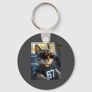 67 And Still Cool Funny Birthday Meme Cat Keychain