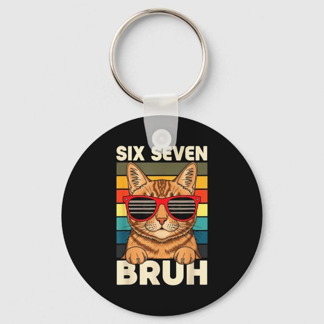 67 Animals Funny 67 Brainrot Youth Kids Cat 67  Keychain (Front)