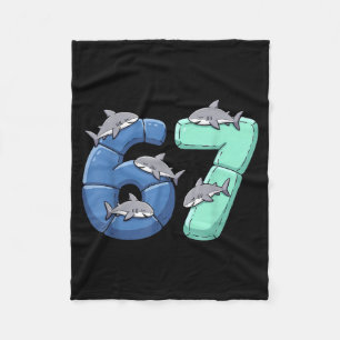 67 Animals Funny 67 Brainrot Youth Kids Shark 67 Fleece Blanket