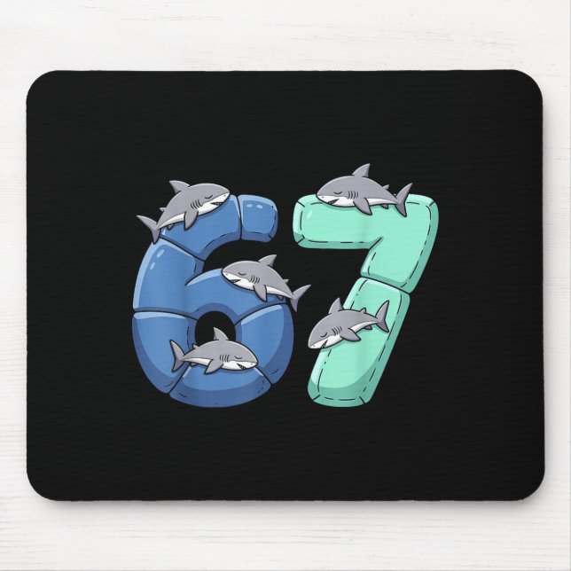 67 Animals Funny 67 Brainrot Youth Kids Shark 67  Mouse Pad (Front)