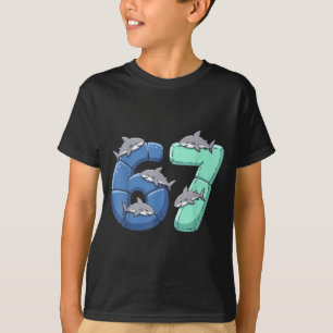 67 Animals Funny 67 Brainrot Youth Kids Shark 67  T-Shirt