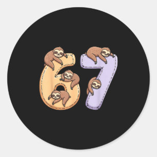 67 Animals Funny 67 Brainrot Youth Kids Sloth 67 Classic Round Sticker