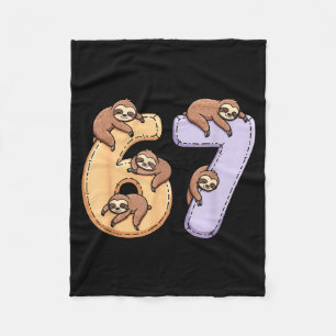 67 Animals Funny 67 Brainrot Youth Kids Sloth 67  Fleece Blanket