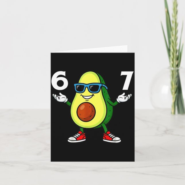 67 Avocado 6 7 Funny Cool Six Seven Meme Cartoon B Card (Front)