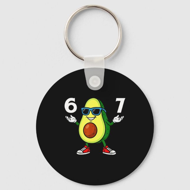 67 Avocado 6 7 Funny Cool Six Seven Meme Cartoon B Keychain (Front)