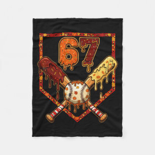 67 Baseball Drip Thanksgiving Six Seven Boys Teens Fleece Blanket