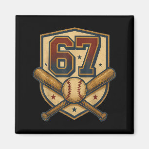 67 Baseball Meme Vintage Srts Crest Funny Retro 67 Magnet