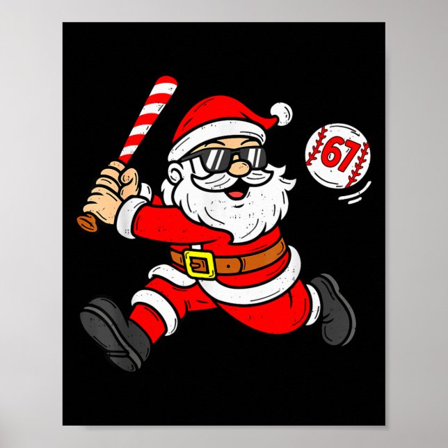 67 Baseball Santa Six Seven Meme Christmas Srt Men Poster (Front)