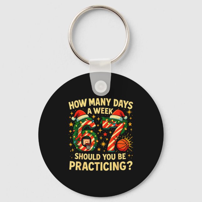 67 Basketball Christmas Funny Practice Meme Gift _ Keychain (Front)