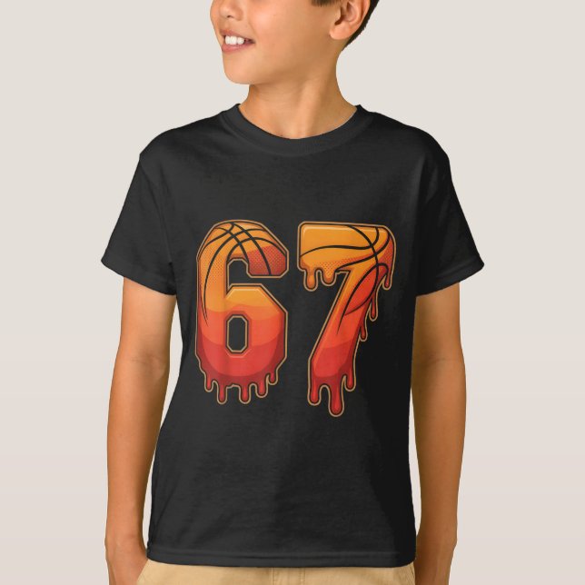 67 Basketball Gen Alpha Slang Kids Drip Six Seven  T-Shirt (Front)