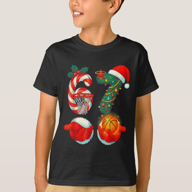 67 Basketball Santa Six Seven Meme Christmas Srt M T-Shirt (Front)