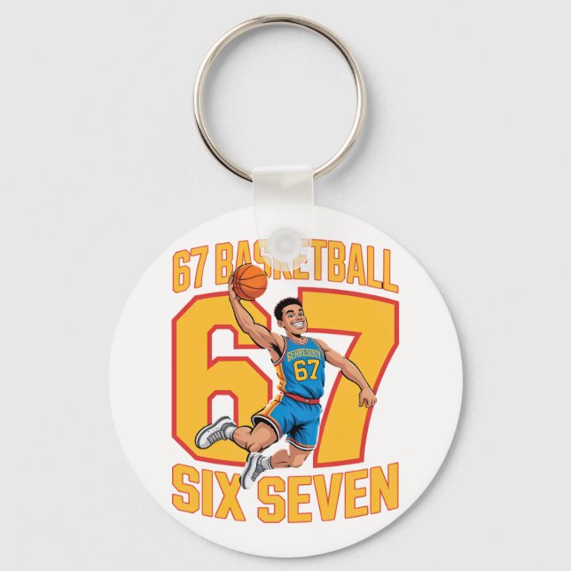 67 Basketball Six Seven Meme Keychain (Front)