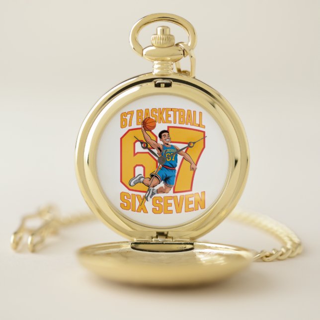 67 Basketball Six Seven Meme Pocket Watch (Inside)