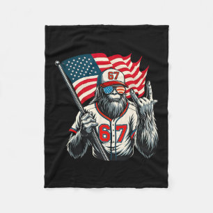 67 Bigfoot Meme Funny Six Seven Gen Alpha Slang Fleece Blanket