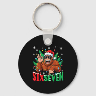 67 Bigfoot Six Seven Hands Christmas Holiday Boys Keychain